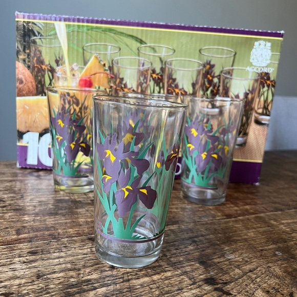 Vintage glassware set of 9 with original box, Verres Honolulu - Picture 2 of 8